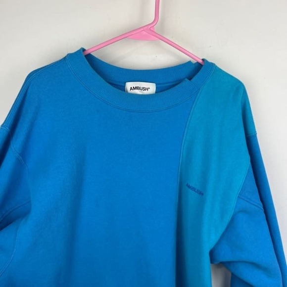 Ambush Blue Panel Color block pull over crew neck Sweatshirt size 1 US: S - Picture 3 of 9